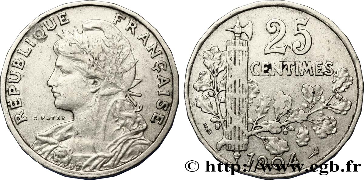 25 centimes Patey, 2e type 1904  F.169/2 BC35 