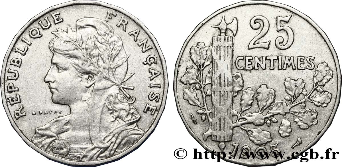 25 centimes Patey, 2e type 1905  F.169/3 TTB45 