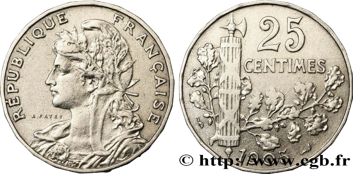 25 centimes Patey, 2e type 1905  F.169/3 TTB45 