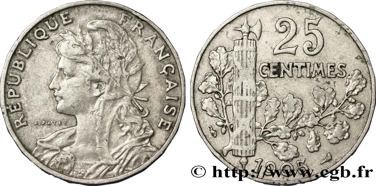 25 centimes Patey, 2e type 1905  F.169/3 TTB40 
