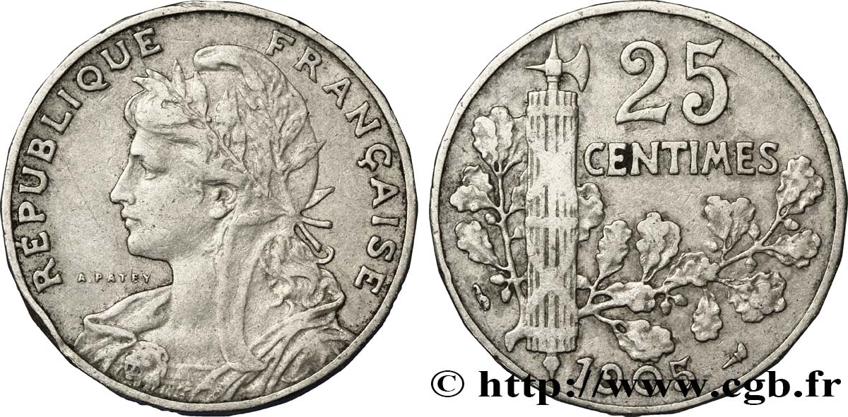 25 centimes Patey, 2e type 1905  F.169/3 TB35 