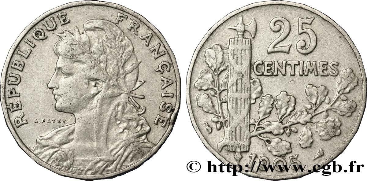 25 centimes Patey, 2e type 1905  F.169/3 MB35 