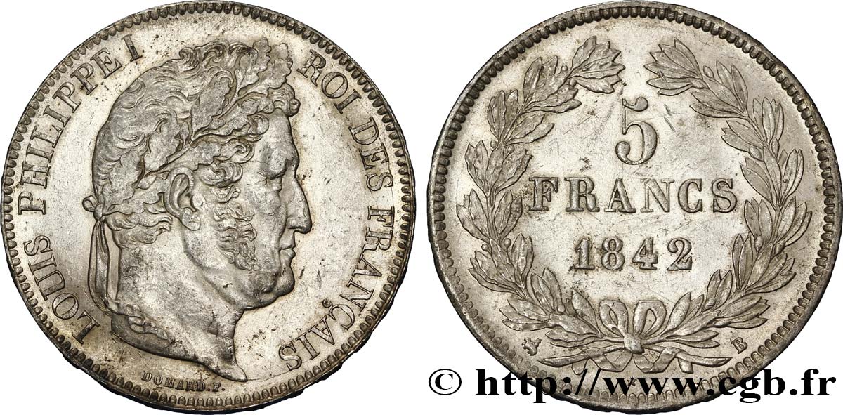 5 francs IIe type Domard 1842 Rouen F.324/96 TTB50 