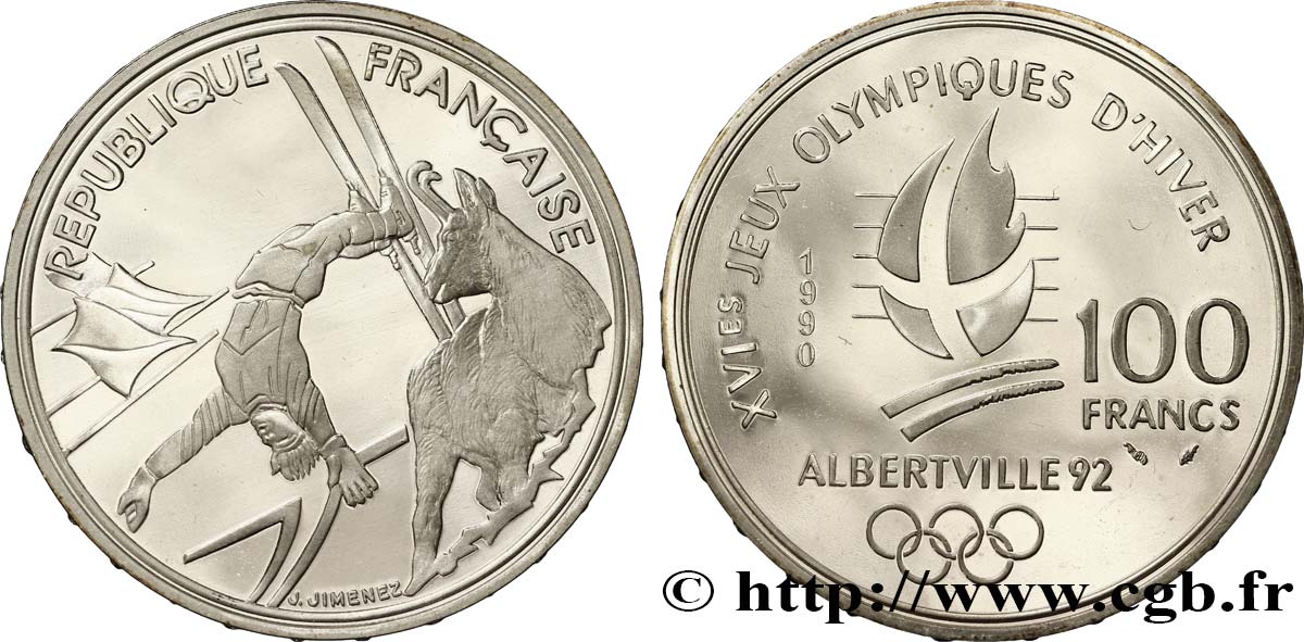 Belle Épreuve 100 francs - Ski acrobatique / Chamois 1990 Paris F5.1610 1 FDC70 