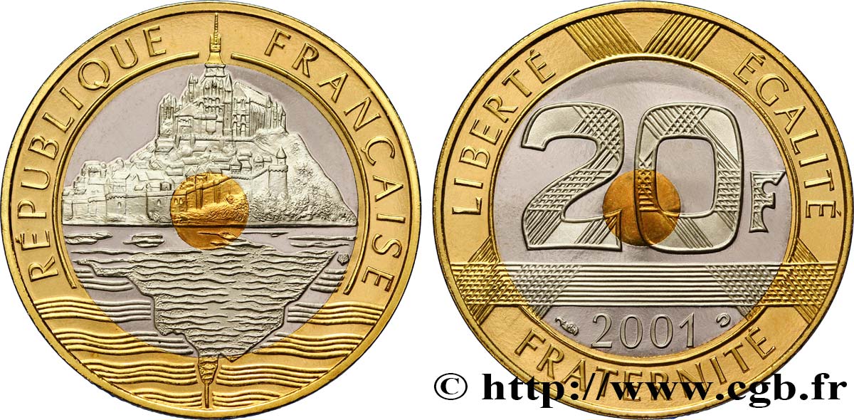 20 francs Mont Saint-Michel, BE (Belle Épreuve) 2001 Pessac F.403/17 var. FDC65 