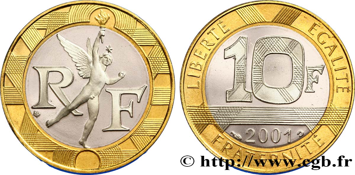 10 francs Génie de la Bastille, BE (Belle Épreuve) 2001 Pessac F.375/18 var. MS67 