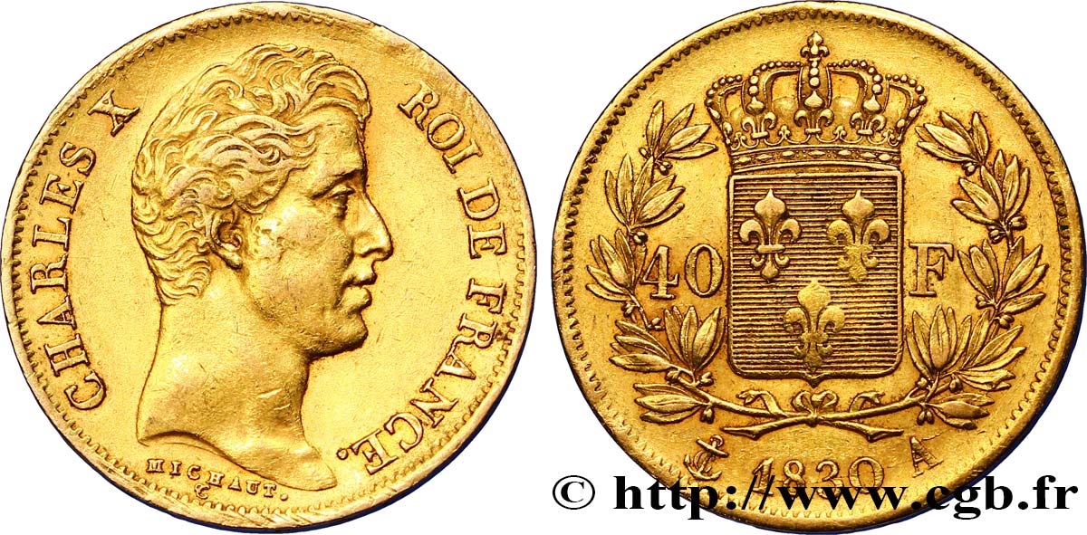 40 francs or Charles X, 2e type 1830 Paris F.544/5 SS48 