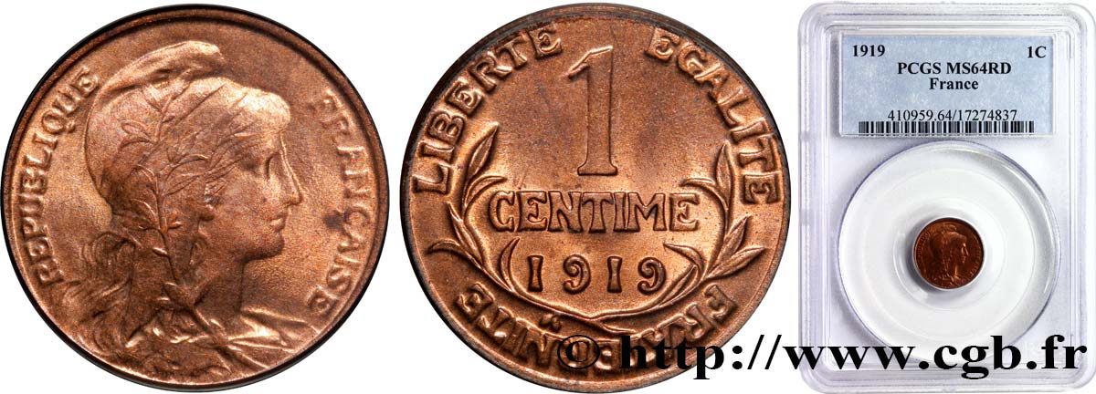 1 centime Daniel-Dupuis 1919  F.105/18 MS64 