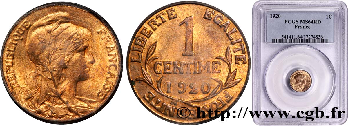 1 centime Daniel-Dupuis 1920  F.105/19 MS64 