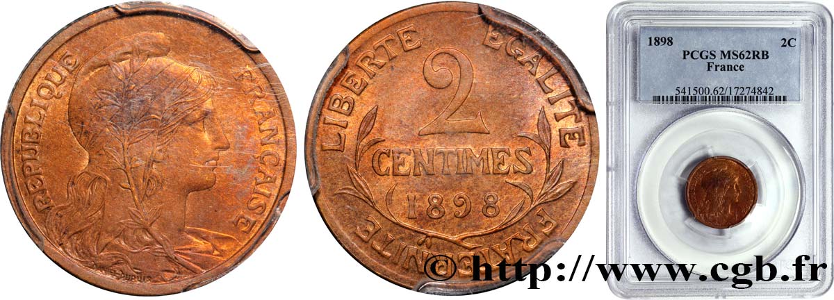 2 centimes Daniel-Dupuis 1898  F.110/1 EBC60 