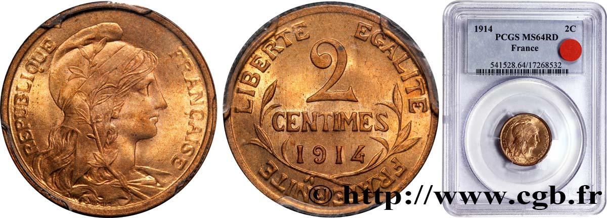 2 centimes Daniel-Dupuis 1914  F.110/17 fST64 