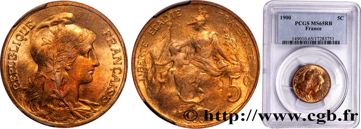 5 centimes Daniel-Dupuis 1900  F.119/9 MS65 