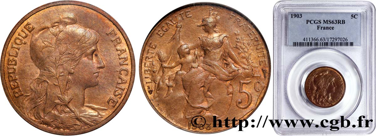 5 centimes Daniel-Dupuis 1903  F.119/13 SUP61 