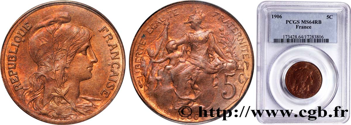 5 centimes Daniel-Dupuis 1906  F.119/16 SPL62 