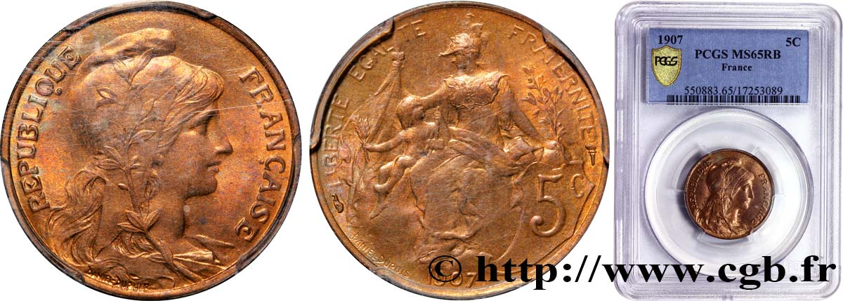 5 centimes Daniel-Dupuis 1907  F.119/17 SPL63 