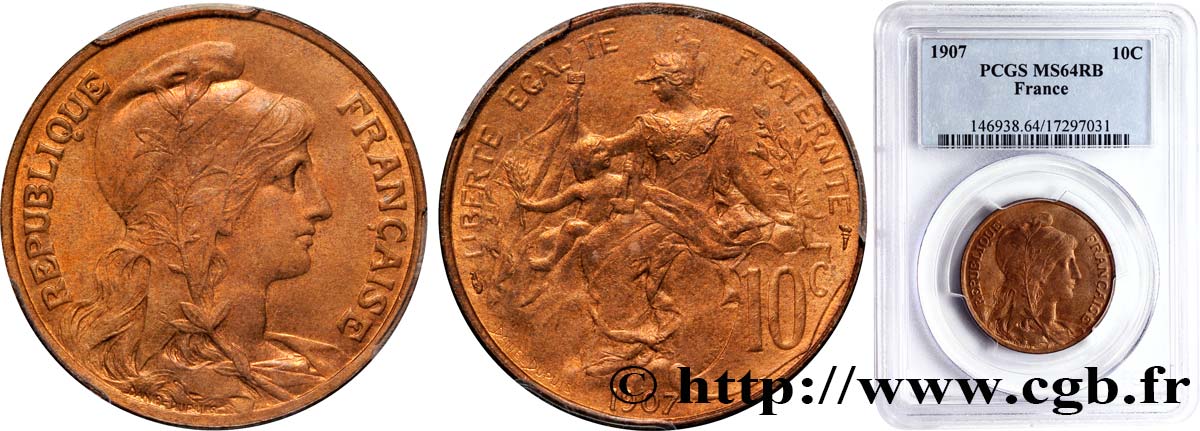 10 centimes Daniel-Dupuis 1907  F.136/16 MS64 PCGS