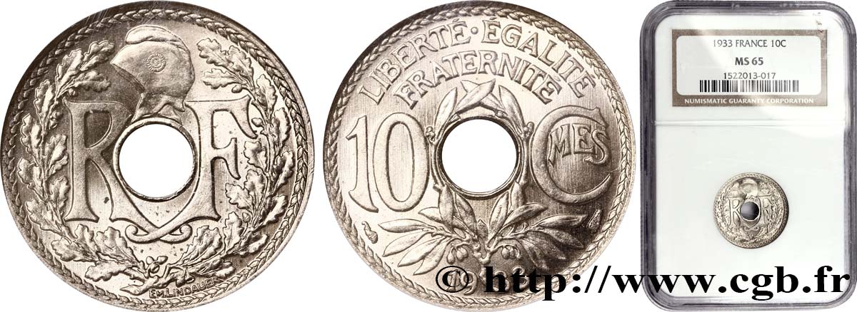 10 centimes Lindauer 1933  F.138/20 ST65 NGC