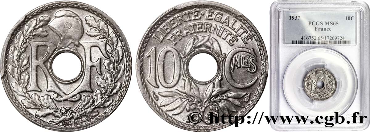 10 centimes Lindauer 1937  F.138/24 SPL64 PCGS
