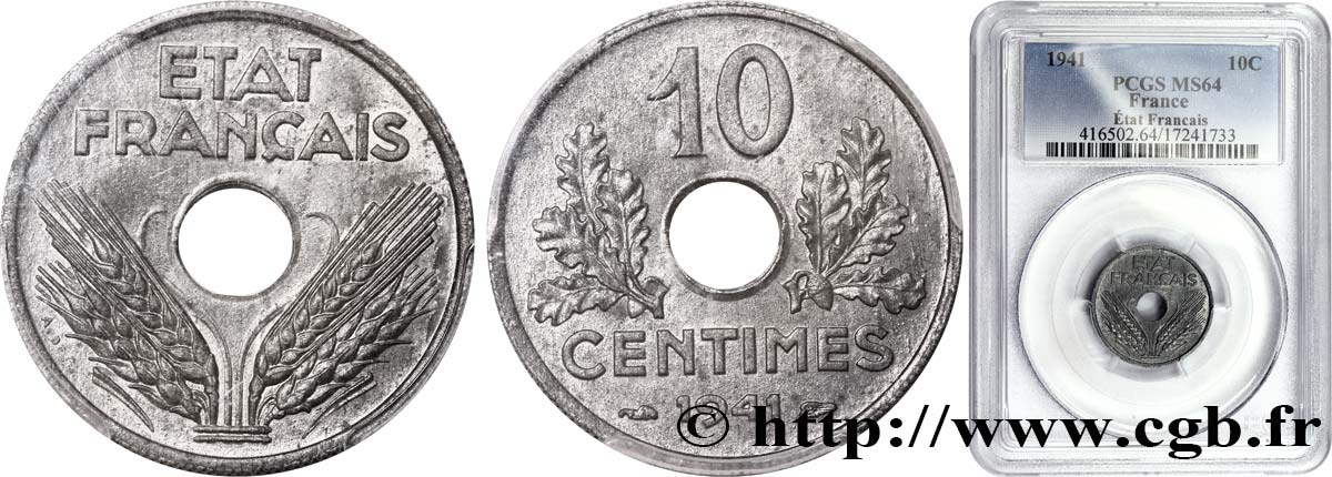 10 centimes État français, grand module 1941 Paris F.141/2 SPL62 
