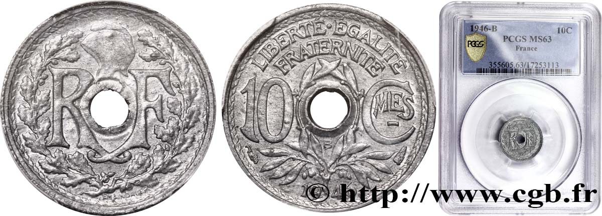 10 centimes Lindauer, petit module 1946 Beaumont-Le-Roger F.143/5 MS62 