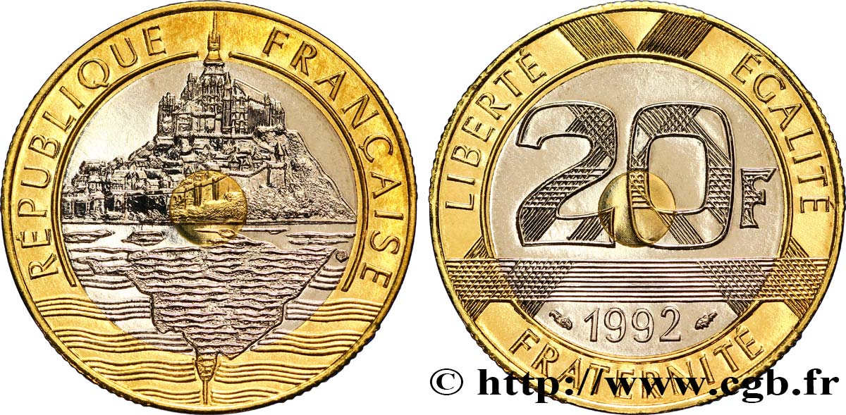 20 francs Mont Saint-Michel, BU (Brillant Universel), frappe médaille 1992 Pessac F.403/6 MS68 