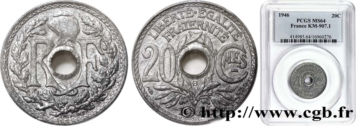 20 centimes Lindauer Zinc 1946 Beaumont-Le-Roger F.155/6 SPL63 