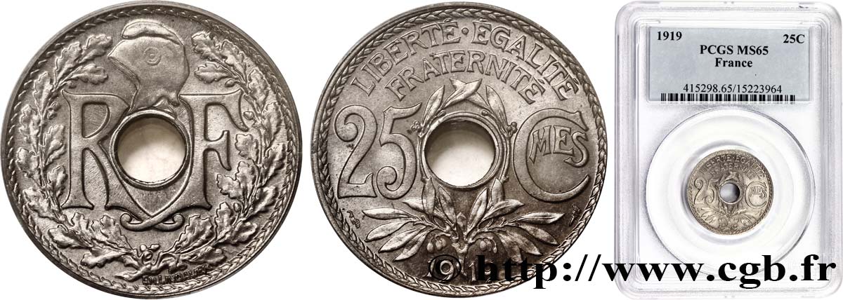 25 centimes Lindauer 1919  F.171/3 MS65 