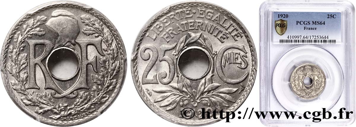 25 centimes Lindauer 1920  F.171/4 fST64 PCGS