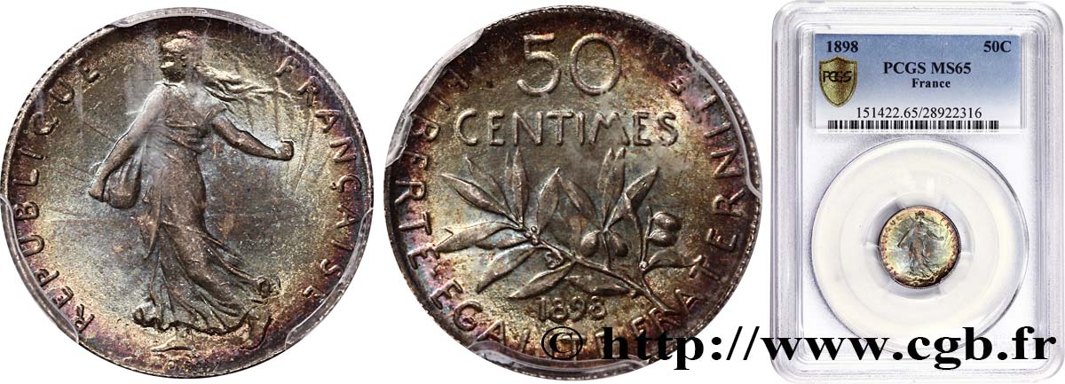 50 centimes Semeuse 1898 Paris F.190/3 MS65 