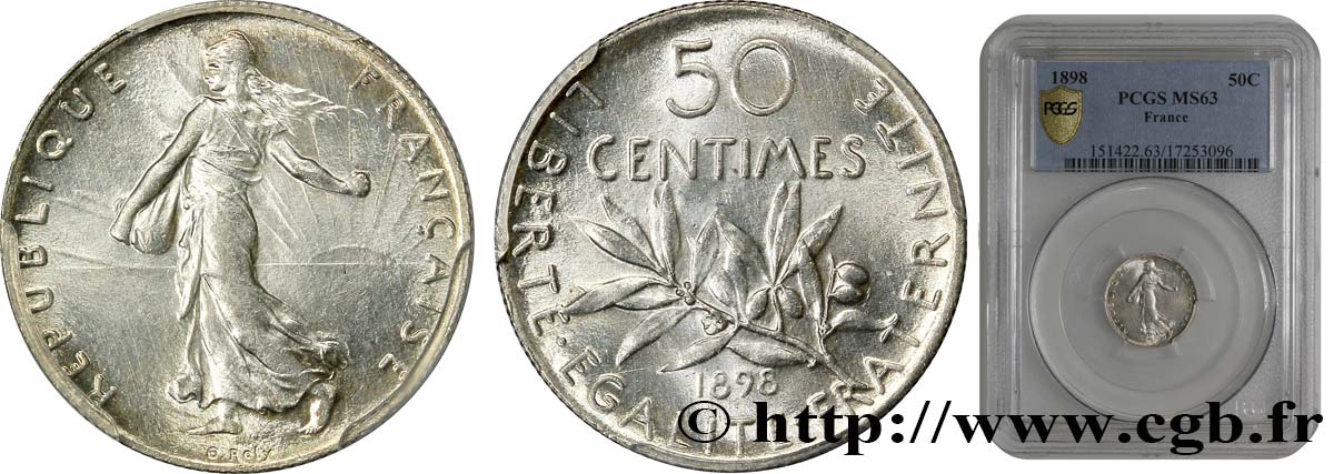 50 centimes Semeuse 1898 Paris F.190/3 SPL63 