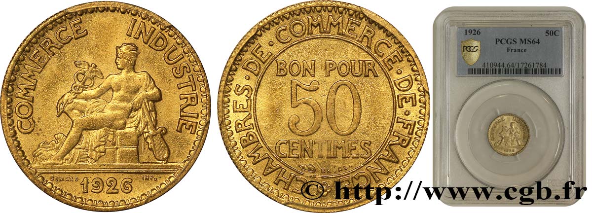 50 centimes Chambres de Commerce 1926  F.191/8 fST63 