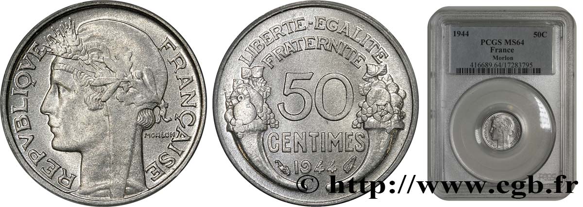 50 centimes Morlon, légère 1944  F.194/3 SPL63 