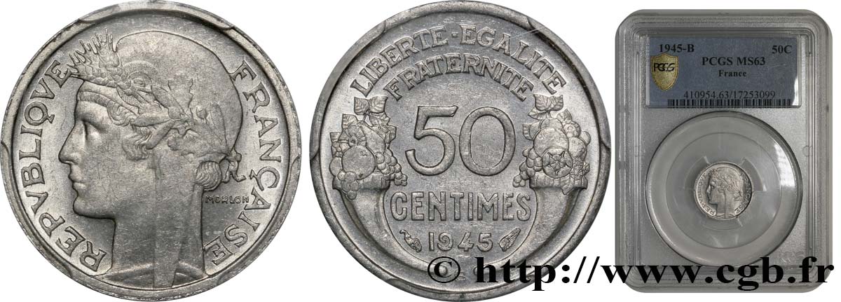 50 centimes Morlon, légère 1945 Beaumont-Le-Roger F.194/6 SPL63 