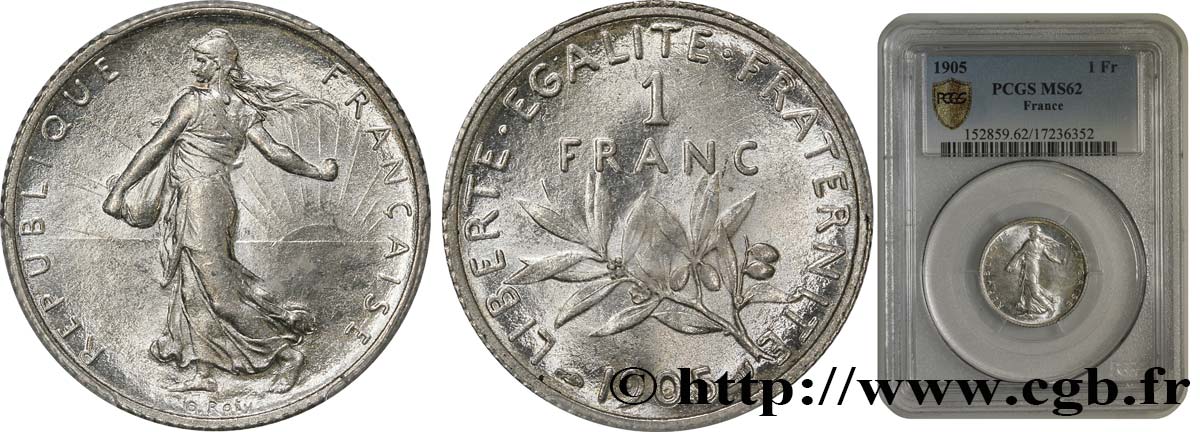 1 franc Semeuse 1905  F.217/10 EBC62 PCGS