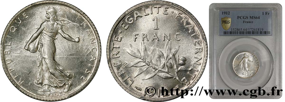 1 franc Semeuse 1912 Paris F.217/17 SC64 PCGS
