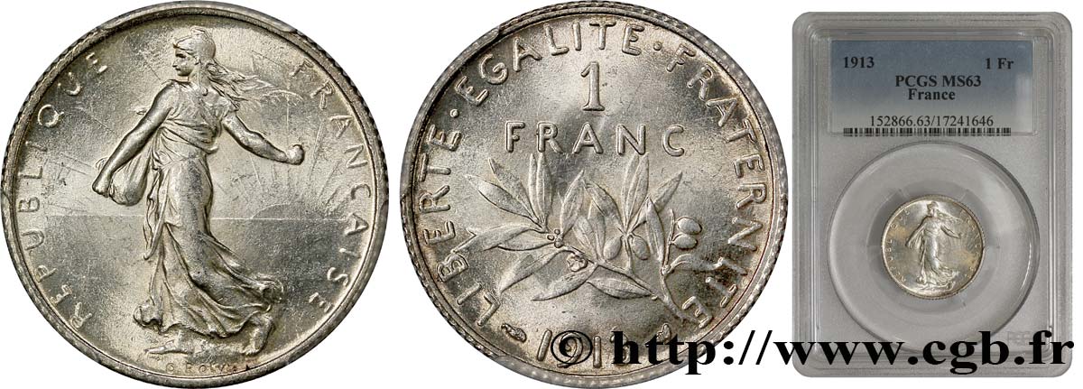 1 franc Semeuse 1913 Paris F.217/18 fST63 