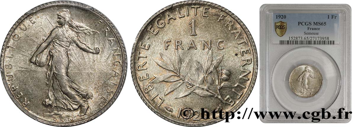 1 franc Semeuse 1920 Paris F.217/26 MS65 