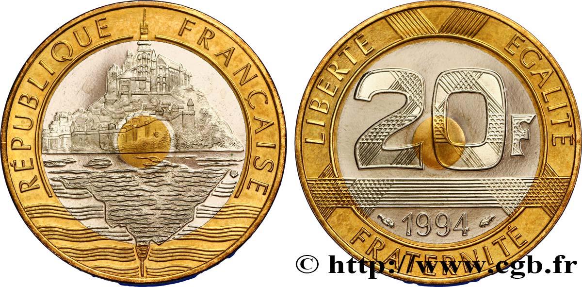 20 francs Mont Saint-Michel, BE (Belle Épreuve) 1994 Pessac F.403/9 var. fST64 