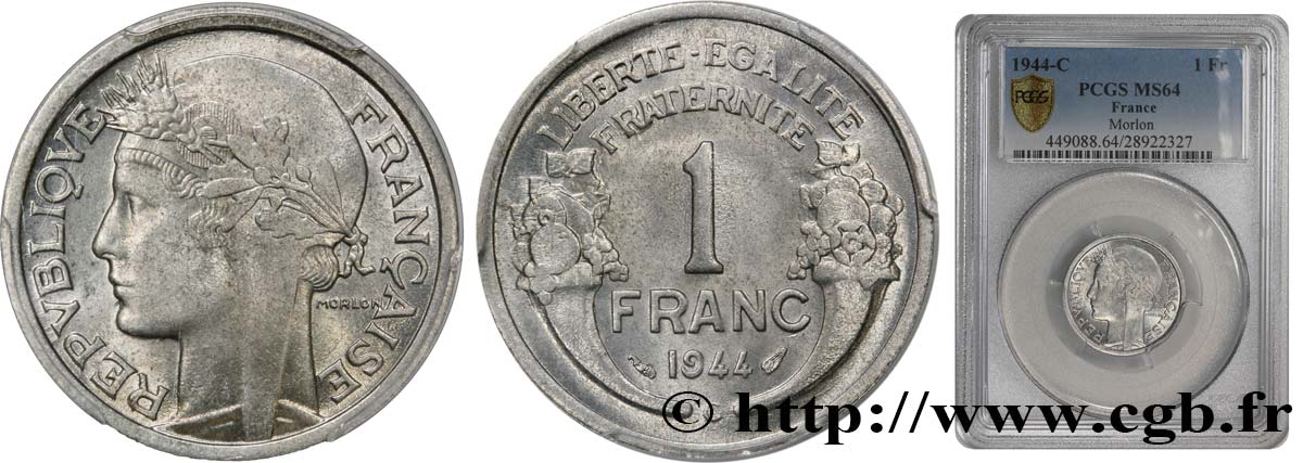 1 franc Morlon, légère 1944 Castelsarrasin F.221/4 SPL63 