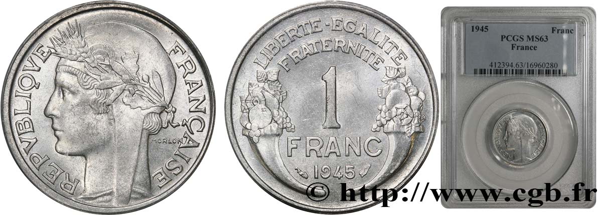 1 franc Morlon, légère 1945  F.221/6 SPL63 