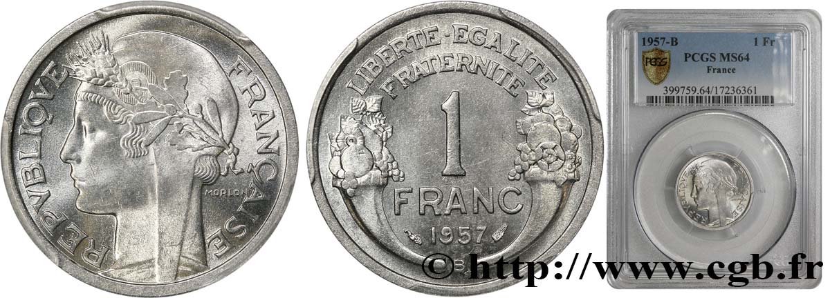 1 franc Morlon, légère 1957 Beaumont-Le-Roger F.221/20 MS64 