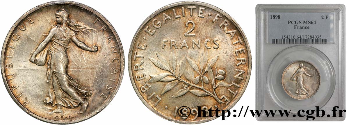 2 francs Semeuse 1898  F.266/1 MS63 