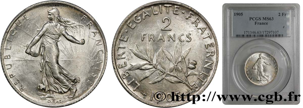 2 francs Semeuse 1905  F.266/9 MS62 