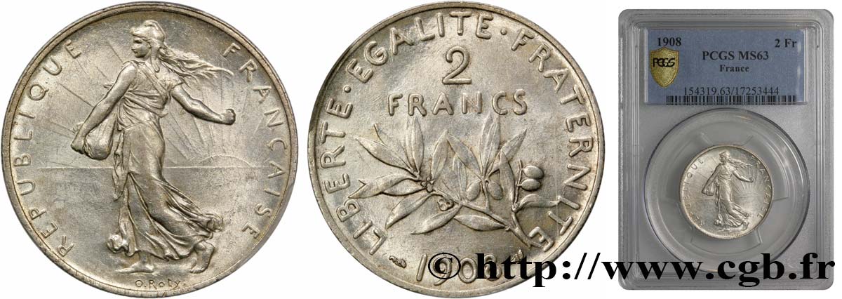 2 francs Semeuse 1908  F.266/10 SUP62 