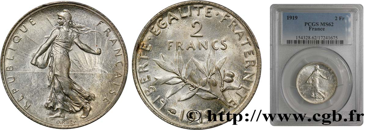 2 francs Semeuse 1919  F.266/21 EBC60 
