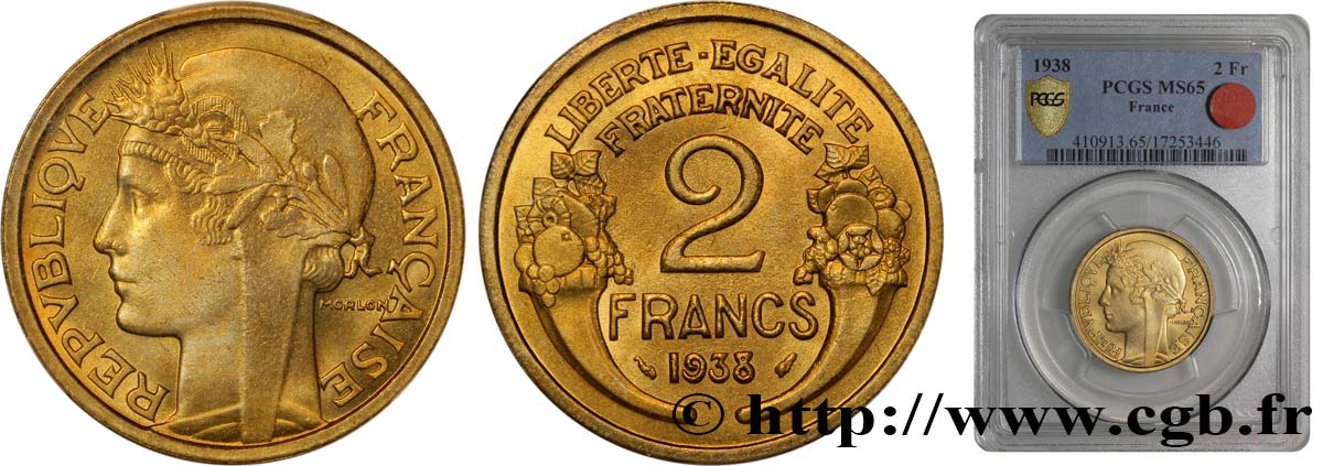 2 francs Morlon 1938  F.268/11 fST64 PCGS