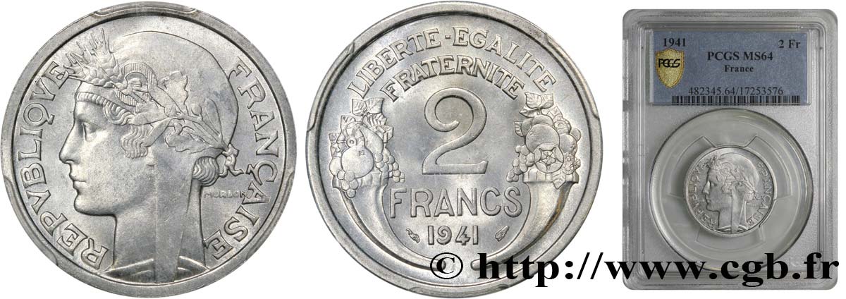 2 francs Morlon, aluminium 1941  F.269/2 MS63 