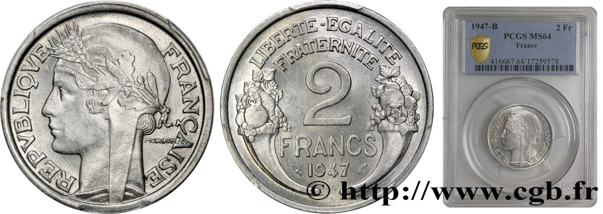 2 francs Morlon, aluminium 1947 Beaumont-Le-Roger F.269/11 fST64 