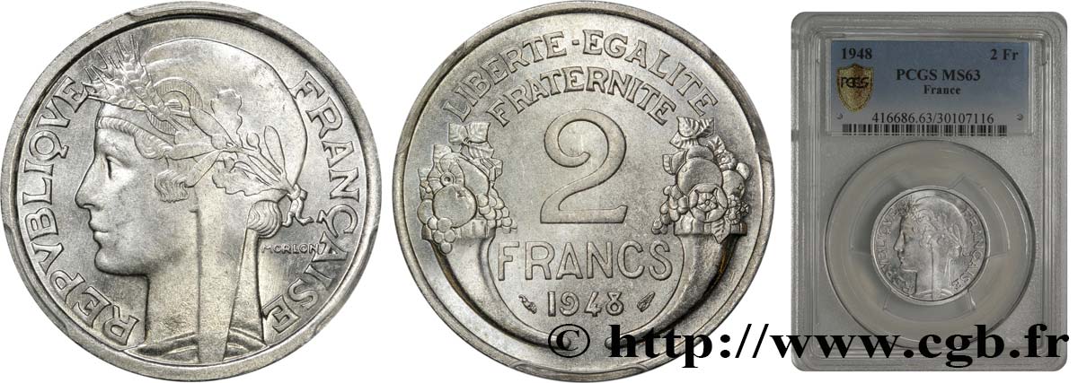 2 francs Morlon, aluminium 1948  F.269/12 EBC60 
