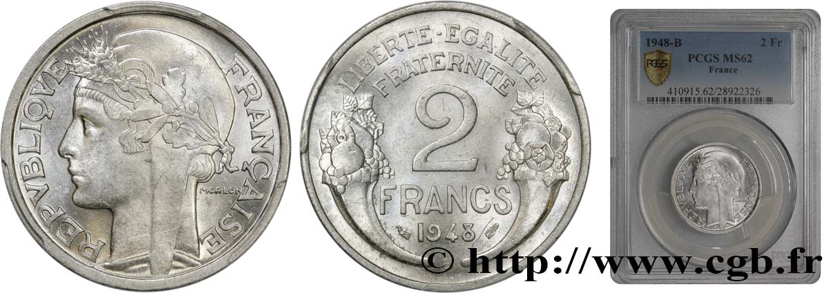 2 francs Morlon, aluminium 1948 Beaumont-Le-Roger F.269/13 VZ62 